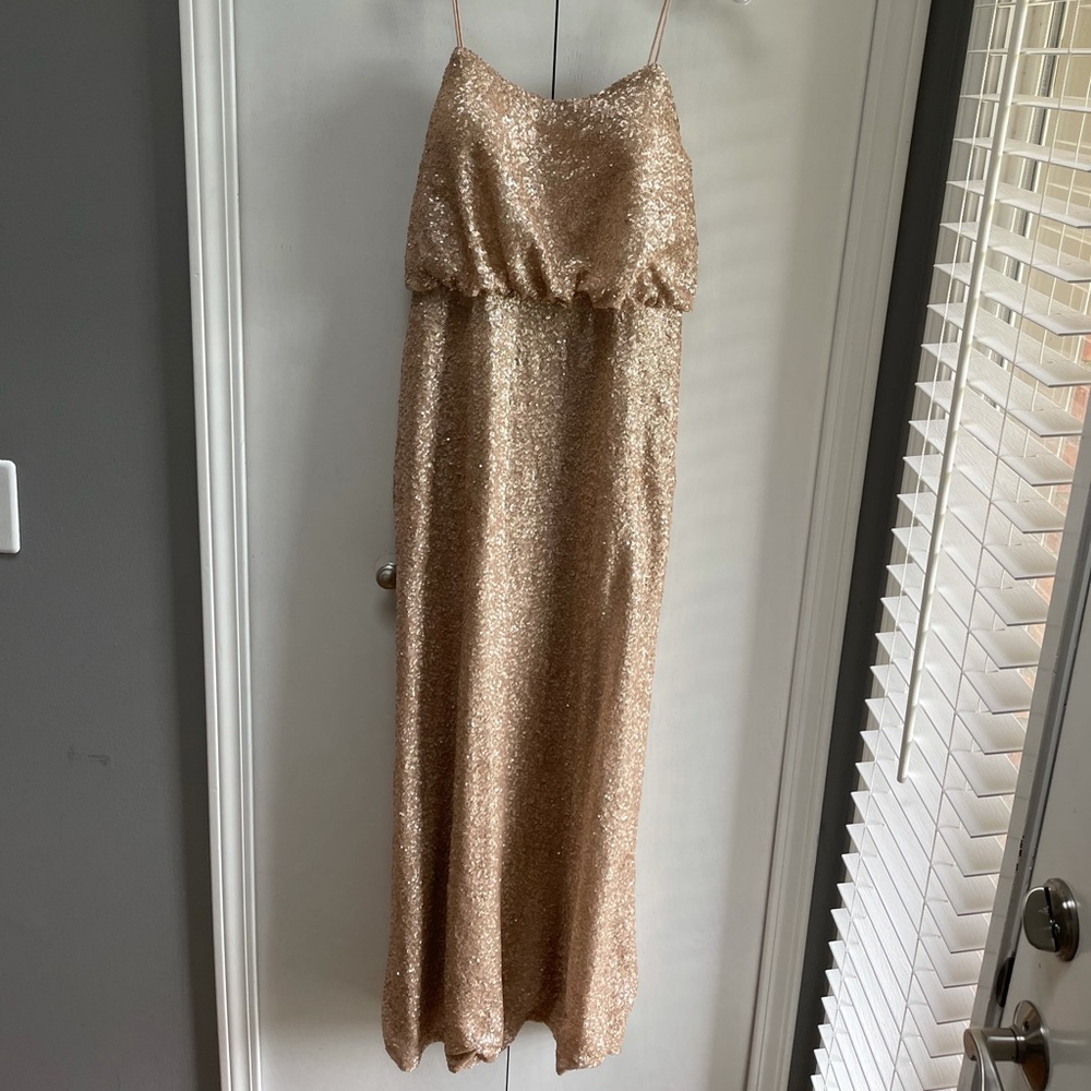 Rose gold sequin formal dress